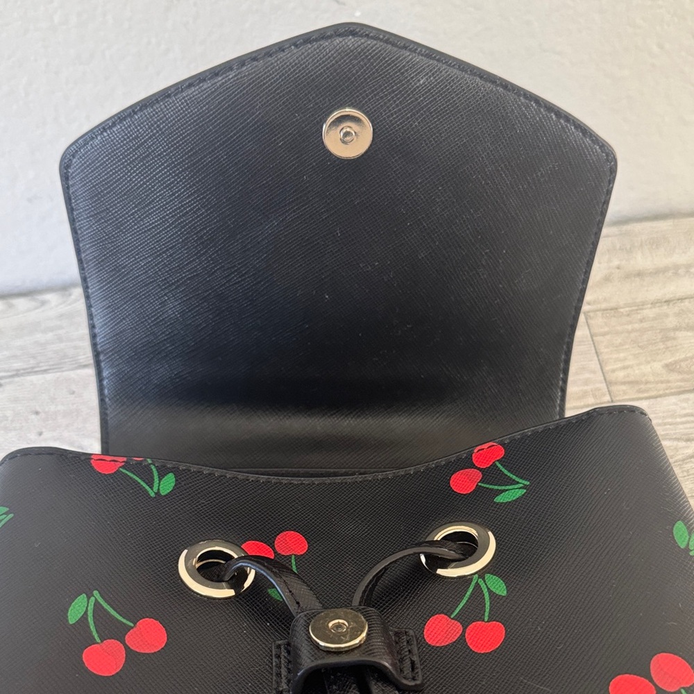 Kate Spade Lizzie Med Flap Tossed Cherry Print Backpack - Picture 9 of 12